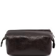 Leather Toilet Bag Smarty Dark Brown -Tuscany Leather-