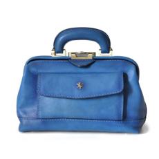 Leather Vintage Style Doctor Bag for Women Blue -Pratesi-