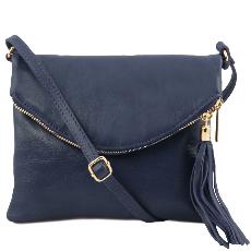 Small Leather Shoulder Bag for Women Blue -Tuscany Leather -