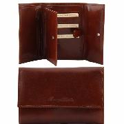 Leather Purse for Women 5 Compartments Brown -Tuscany Leather-