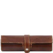 Leather Pen Holder Brown  -Tuscany Leather-