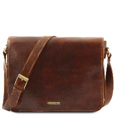Leather Messenger Bag for Men Brown- Tuscany Leather –