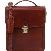 Leather Cross body Bag for Men Brown - Tuscany Leather -