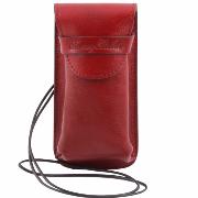 Leather Glasses or Smartphone Holder Red- Tuscany Leather -