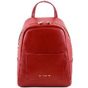 Small Leather Backpack Woman Red - Tuscany Leather -