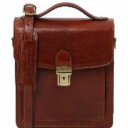 Leather Cross body Bag for Men 3 Compartments David Brown -Tuscany Leather-