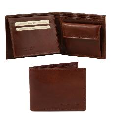 Leather Wallet with Coin Holder for Men Brown -Tuscany Leather-
