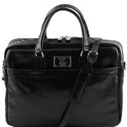 Leather Laptop Briefcase Black - Tuscany Leather - 