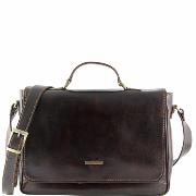 Leather Briefcase for Laptop Dark Brown -Tuscany Leather-