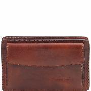 Leather Wrist Bag for Men with Detachable Handle Brown -Tuscany Leather-