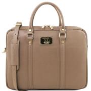 Leather Laptop Case for Women Taupe -  Tuscany Leather -