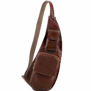 Leather Crossover Bag for Men Brown- Tuscany Leather –